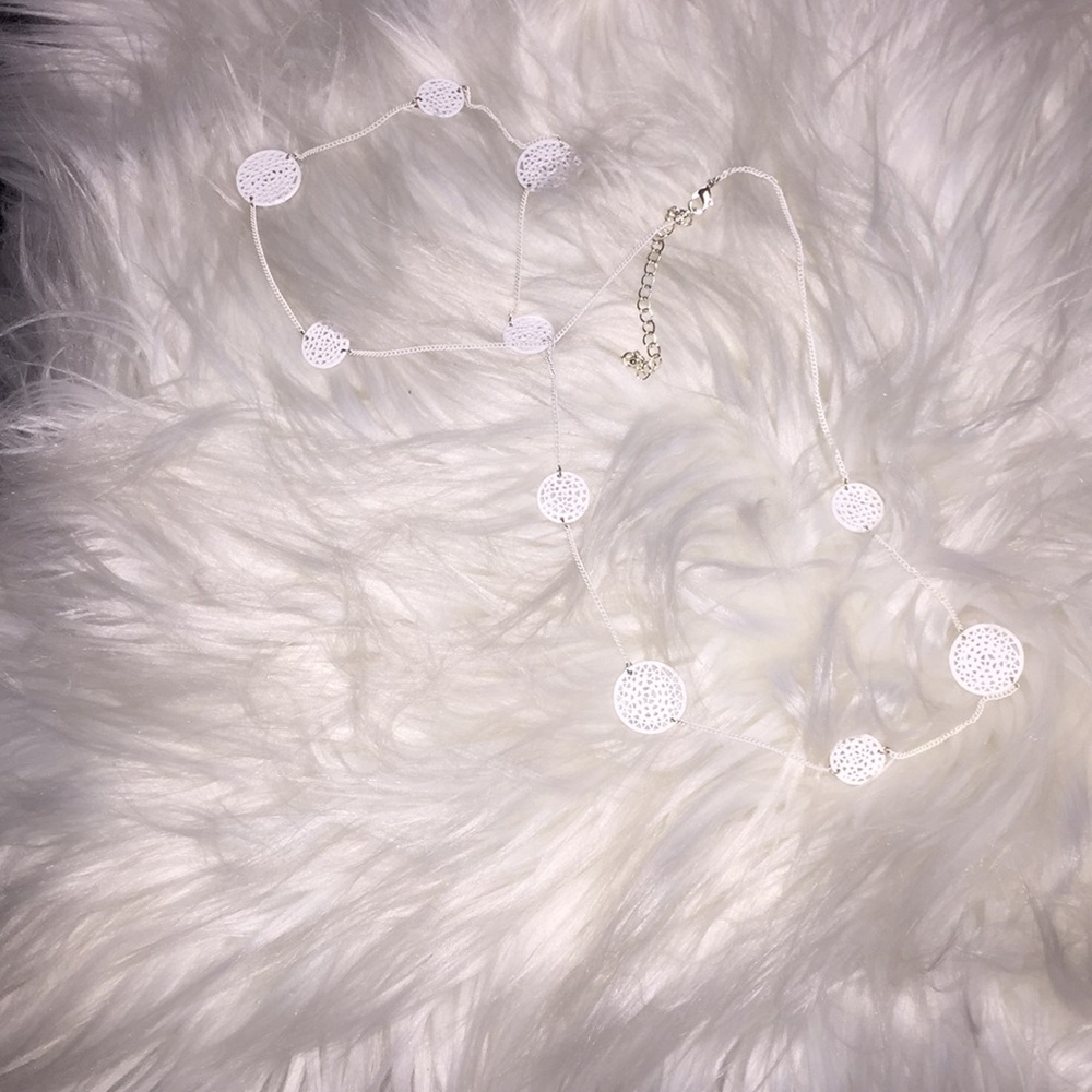 Long white necklace